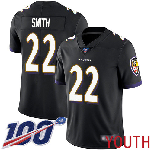 Baltimore Ravens Limited Black Youth Jimmy Smith Alternate Jersey NFL Football #22 100th Season Vapor Untouchable